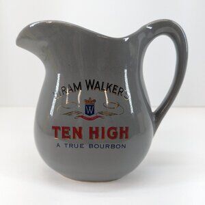 Hiram Walker's Ten High A True Bourbon Gray Advertising Pub Jug Water Jug